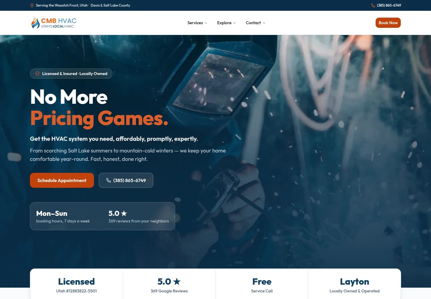 CMB HVAC website rebuild, captured September 5, 2026