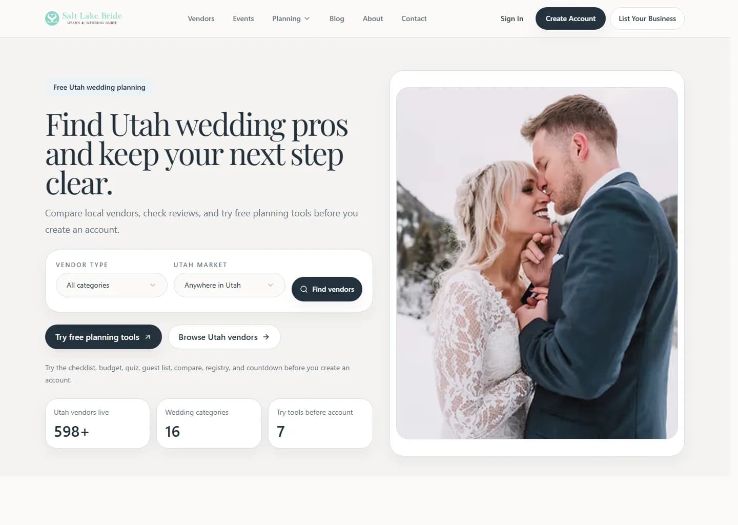 Current SLC Bride homepage